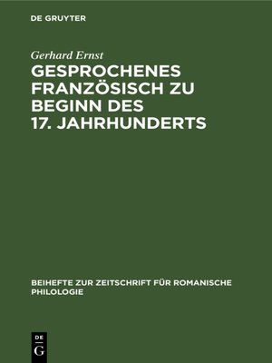 cover image of Gesprochenes Französisch zu Beginn des 17. Jahrhunderts